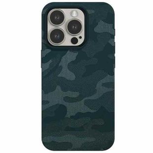 For iPhone 13 Pro Max Camouflage Ice Feel Texture MagSafe PU Hybrid PC Phone Case(Dark Green)