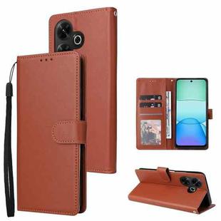 For Xiaomi Redmi 13 4G Multifunctional Horizontal Flip Leather Phone Case with Three Card Slot(Brown)