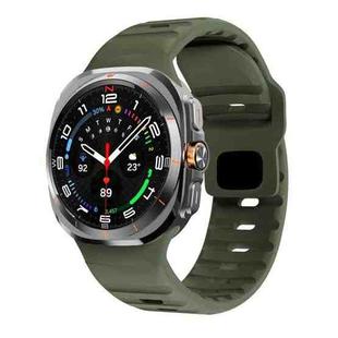 For Samsung Galaxy Watch Ultra 47mm Wave Texture Reverse Buckle Silicone Watch Band(Army Green)