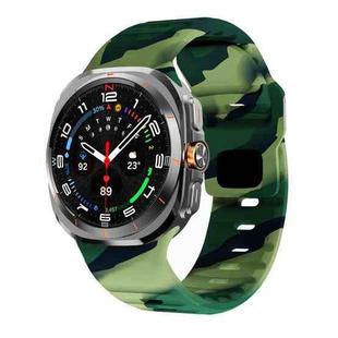 For Samsung Galaxy Watch Ultra 47mm Wave Texture Reverse Buckle Silicone Watch Band(Army Green Camouflage)