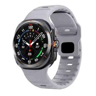 For Samsung Galaxy Watch Ultra 47mm Wave Texture Reverse Buckle Silicone Watch Band(Light Grey)