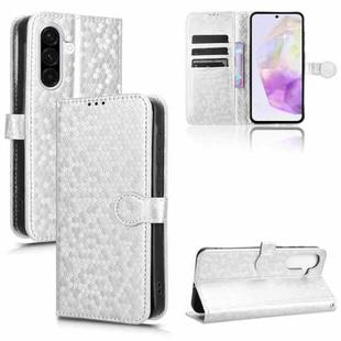 For Samsung Galaxy A56 5G Honeycomb Dot Texture Leather Phone Case(Silver)