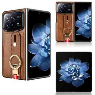 For Xiaomi Mix Fold 4 Wristband Leather Back Phone Case(Brown)