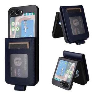 For Samsung Galaxy Z Flip5 5G Multifunctional Horizontal Flip Leather Phone Case with Three Card Slot(Navy Blue)