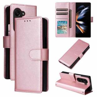 For Samsung Galaxy Z Fold5 5G Multifunctional Horizontal Flip Leather Phone Case with Three Card Slot(Rose Gold)