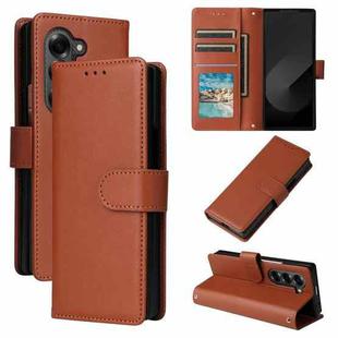 For Samsung Galaxy Z Fold6 5G Multifunctional Horizontal Flip Leather Phone Case with Three Card Slot(Brown)