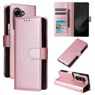 For Samsung Galaxy Z Fold6 5G Multifunctional Horizontal Flip Leather Phone Case with Three Card Slot(Rose Gold)