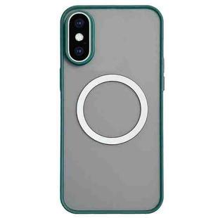 For iPhone XS Max Hawkeye Skin Feel MagSafe Phone Case(Dark Green)