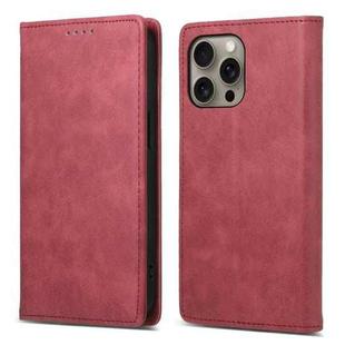 For iPhone 16 Pro Max Business Solid Color Magnetic RFID Leather Phone Case(Red)