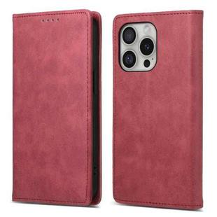 For iPhone 16 Pro Business Solid Color Magnetic RFID Leather Phone Case(Red)