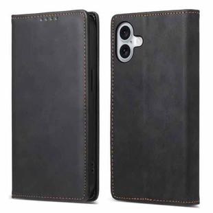 For iPhone 16 Plus Business Solid Color Magnetic RFID Leather Phone Case(Black)