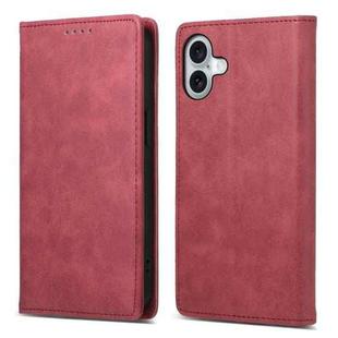 For iPhone 16 Plus Business Solid Color Magnetic RFID Leather Phone Case(Red)