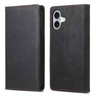 For iPhone 16 Business Solid Color Magnetic RFID Leather Phone Case(Black)