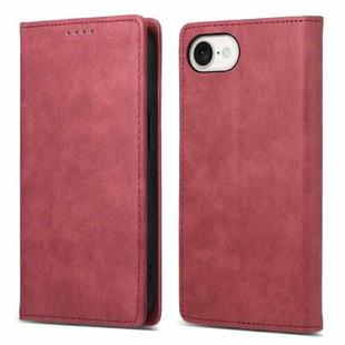 For iPhone SE 2024 Business Solid Color Magnetic RFID Leather Phone Case(Red)