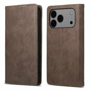 For iPhone 17 Pro Max Business Solid Color Magnetic RFID Leather Phone Case(Brown)