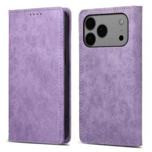 For iPhone 17 Pro Max Business Solid Color Magnetic RFID Leather Phone Case(Purple)