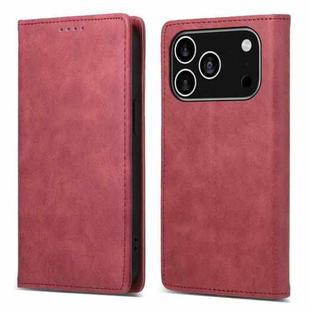For iPhone 17 Pro Business Solid Color Magnetic RFID Leather Phone Case(Red)