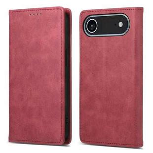 For iPhone 17 Air Business Solid Color Magnetic RFID Leather Phone Case(Red)