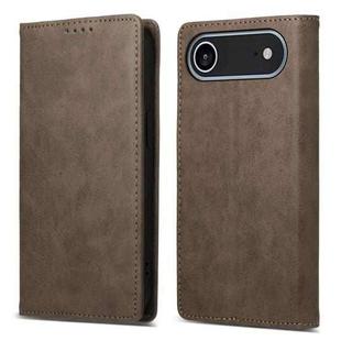 For iPhone 17 Air Business Solid Color Magnetic RFID Leather Phone Case(Brown)