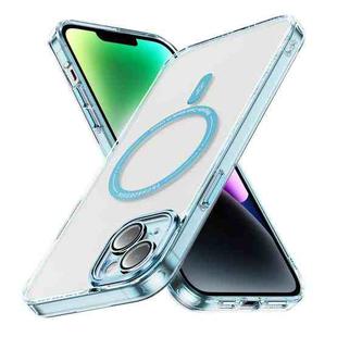 For iPhone 15 Plus Airbag Magsafe PC Hybrid TPU Phone Case(Clear Blue)