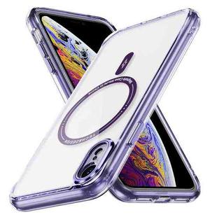 For iPhone XR Airbag Magsafe PC Hybrid TPU Phone Case(Clear Purple)