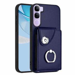 For vivo V40 Lite 5G IDN Organ Card Bag Ring Holder Phone Case(Blue)