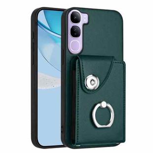 For vivo V40 Lite 5G IDN Organ Card Bag Ring Holder Phone Case(Green)