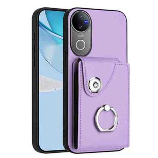For vivo V50 / V50e Organ Card Bag Ring Holder Phone Case(Purple)