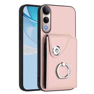 For vivo V50 Lite 5G Organ Card Bag Ring Holder Phone Case(Pink)