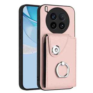 For vivo X200 Ultra Organ Card Bag Ring Holder Phone Case(Pink)