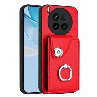 For vivo X200 Ultra Organ Card Bag Ring Holder Phone Case(Red)