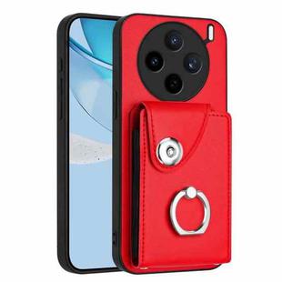 For vivo X200s Organ Card Bag Ring Holder Phone Case(Red)