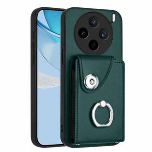 For vivo X200s Organ Card Bag Ring Holder Phone Case(Green)