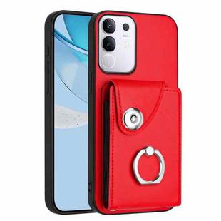 For vivo Y29 4G / T4x / Y300t / iQOO Z10x Organ Card Bag Ring Holder Phone Case(Red)