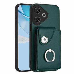 For Redmi Note 13R Organ Card Bag Ring Holder Phone Case(Green)