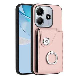 For Redmi Note 14 5G Global Organ Card Bag Ring Holder Phone Case(Pink)