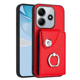 For Redmi Note 14 5G Global Organ Card Bag Ring Holder Phone Case(Red)