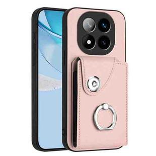 For Redmi Note 14 Pro+ 5G Global Organ Card Bag Ring Holder Phone Case(Pink)