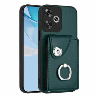 For Xiaomi Poco F6 5G India Organ Card Bag Ring Holder Phone Case(Green)