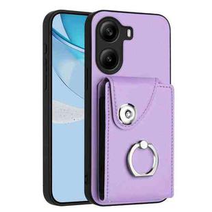 For Xiaomi Poco X7 Pro Organ Card Bag Ring Holder Phone Case(Purple)