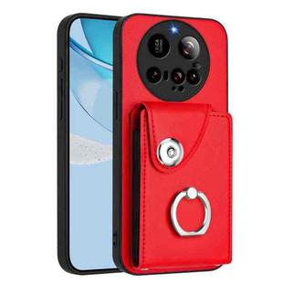 For Xiaomi 15 Ultra Organ Card Bag Ring Holder Phone Case(Red)