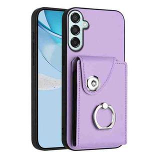 For Samsung Galaxy F15 / M15 Organ Card Bag Ring Holder Phone Case(Purple)
