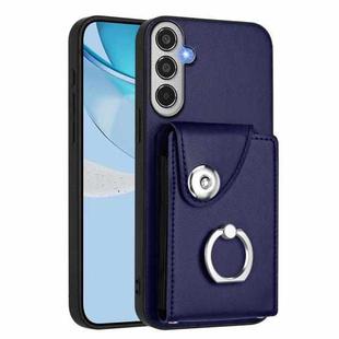 For Samsung Galaxy M35 5G Organ Card Bag Ring Holder Phone Case(Blue)