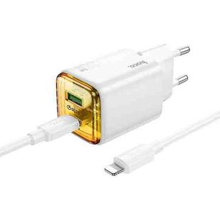 hoco N53 Monsoon Dual Port PD30W Type-C, QC3.0 USB Charger with 1m 8 Pin Cable, EU Plug(White)