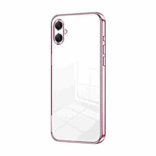 For Samsung Galaxy A07 Transparent Plating Fine Hole Phone Case(Pink)