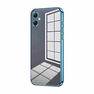 For Samsung Galaxy A07 Transparent Plating Fine Hole Phone Case(Blue)