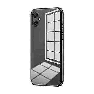 For Samsung Galaxy A07 Transparent Plating Fine Hole Phone Case(Black)