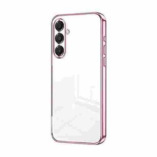 For Samsung Galaxy A17 Transparent Plating Fine Hole Phone Case(Pink)