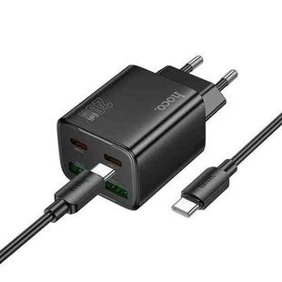 hoco N55 Fundador 4-port PD20W Type-Cx2, USBx2 Charger with 1m Type-C Cable, EU Plug(Black)