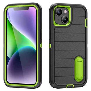 For iPhone 14 Plus Defender Gen2 Rugged PC + Silicone Phone Case with Holder(Black+Green)